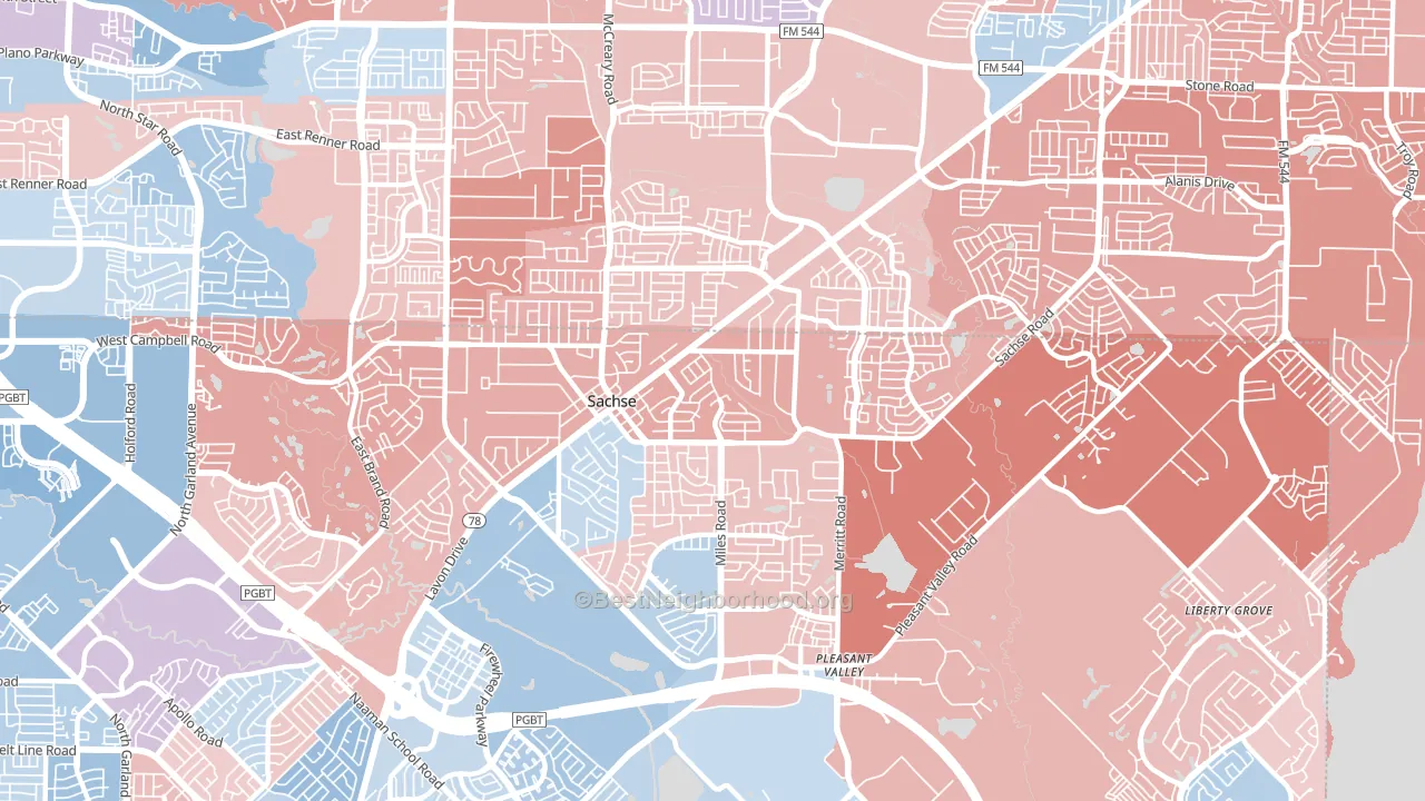 75048, TX block-group political-lean map