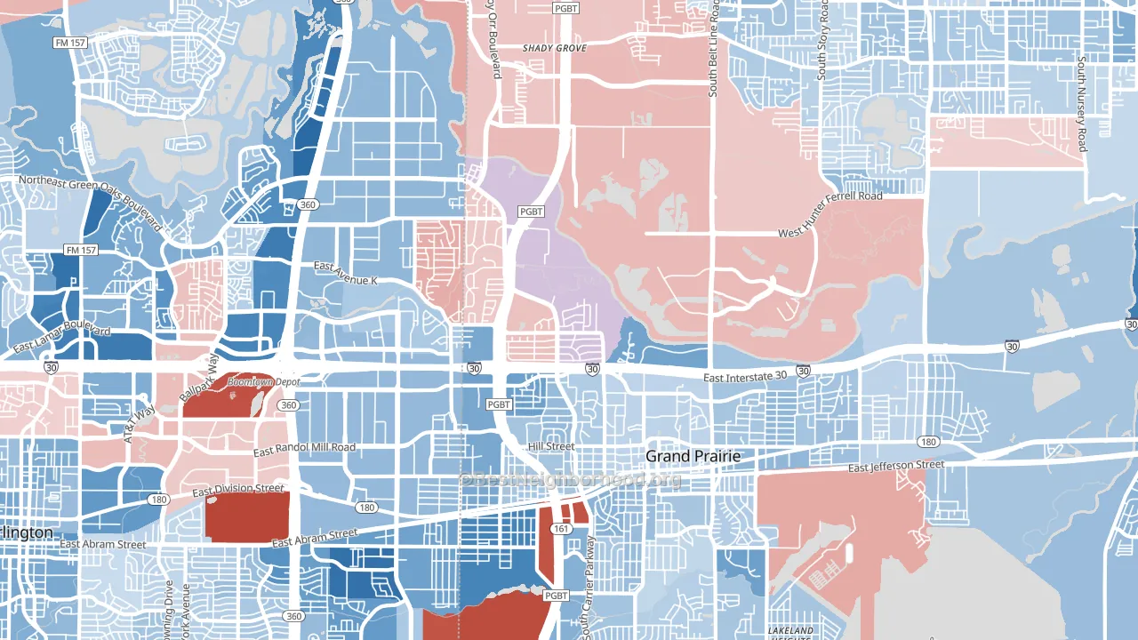 75050, TX block-group political-lean map