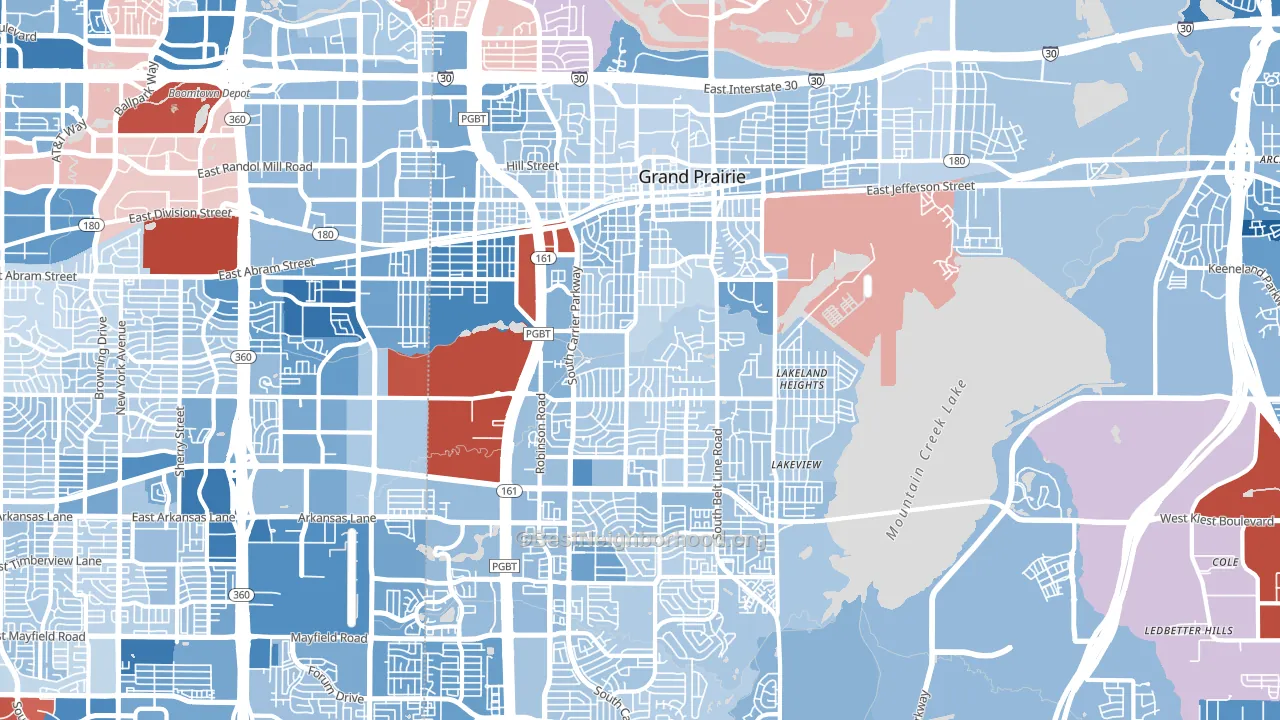 75051, TX block-group political-lean map