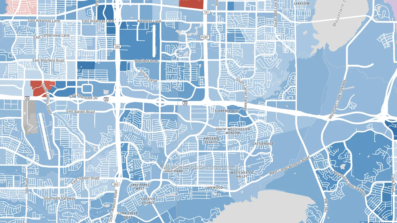 75052, TX block-group political-lean map