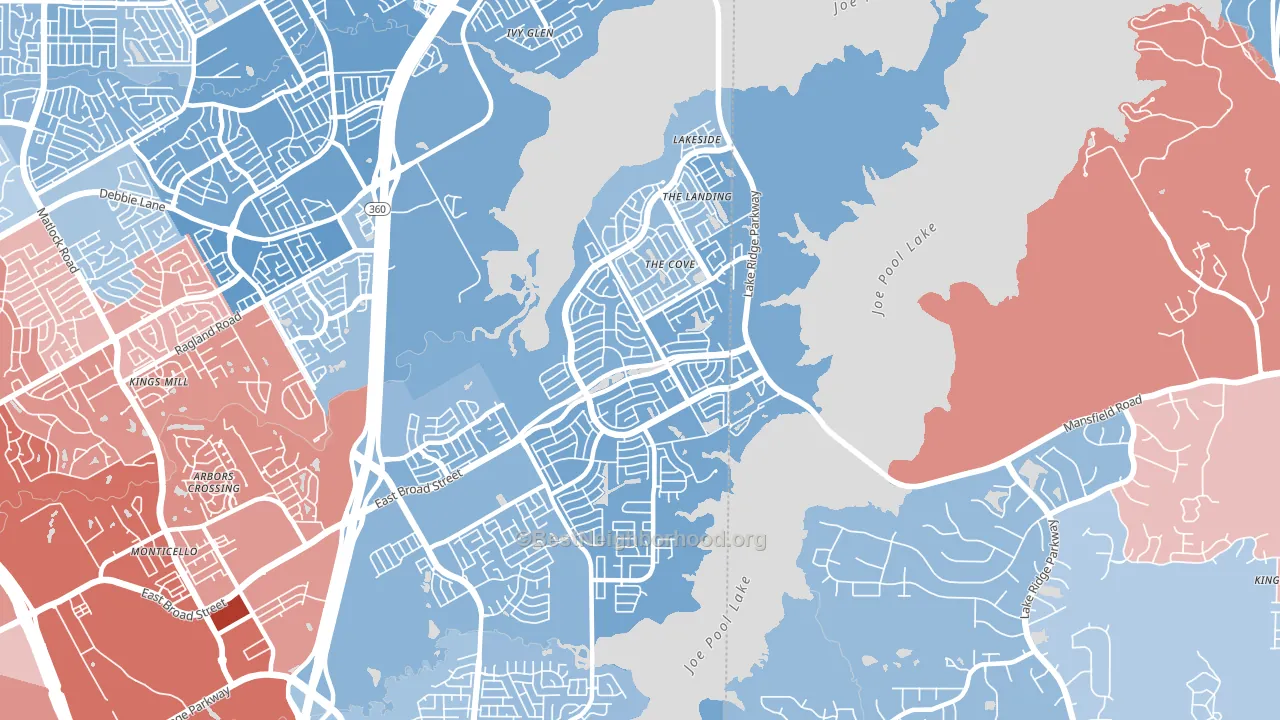75054, TX block-group political-lean map