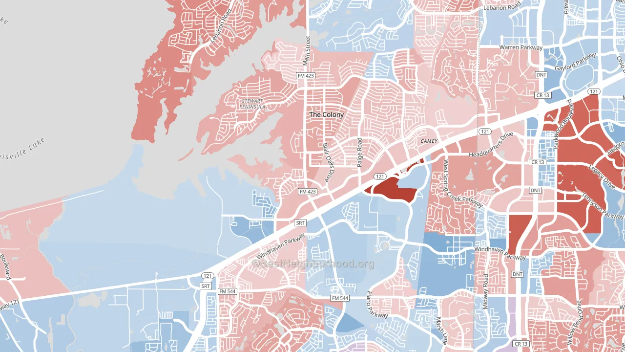 75056, TX block-group political-lean map