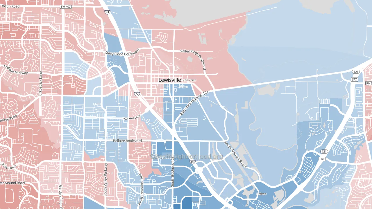 75057, TX block-group political-lean map