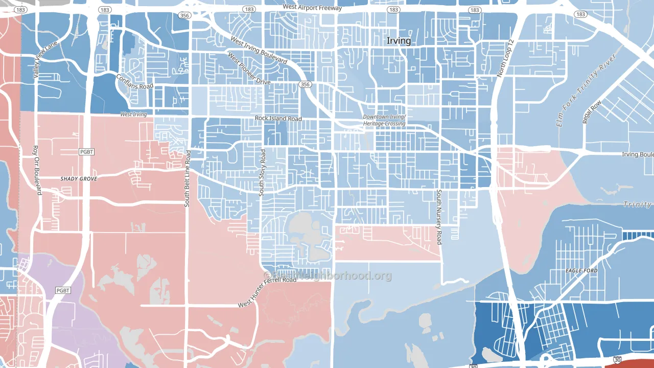 75060, TX block-group political-lean map