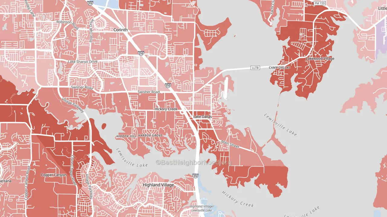 75065, TX block-group political-lean map
