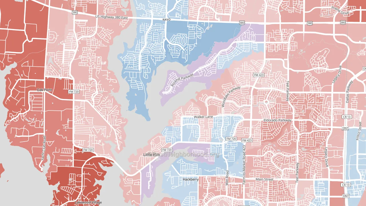 75068, TX block-group political-lean map