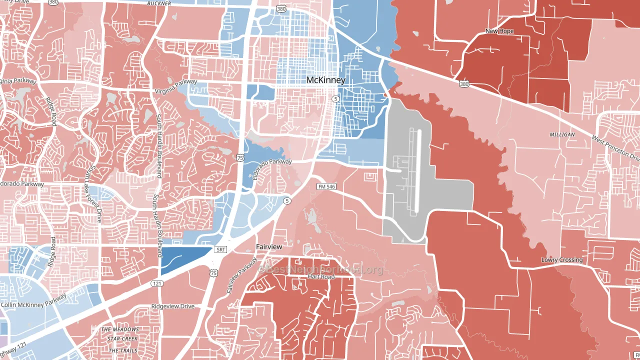 75069, TX block-group political-lean map