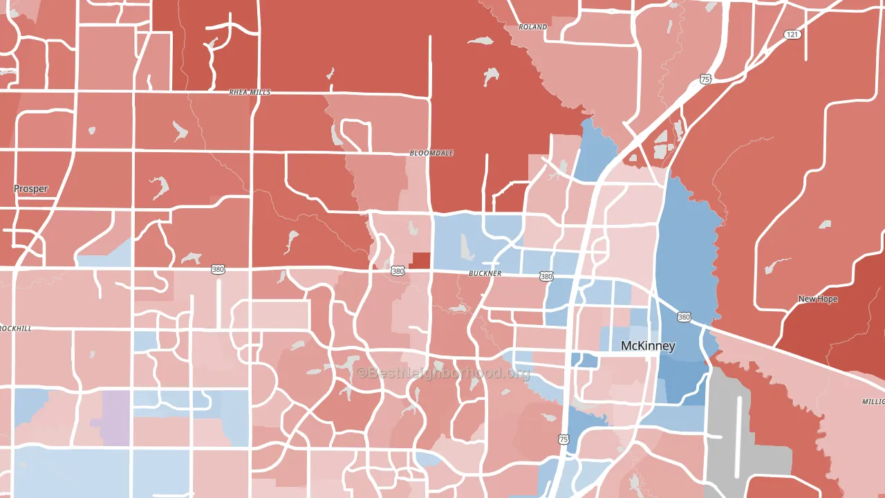 75071, TX block-group political-lean map