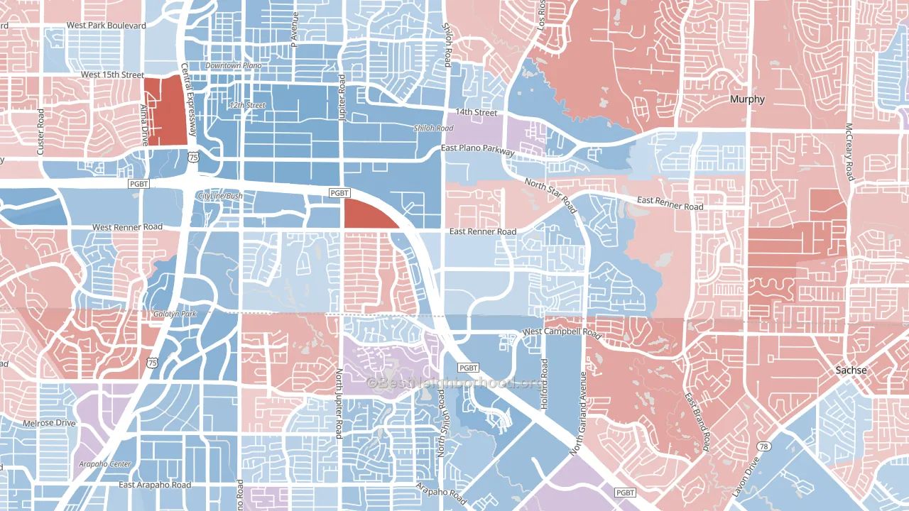 75082, TX block-group political-lean map