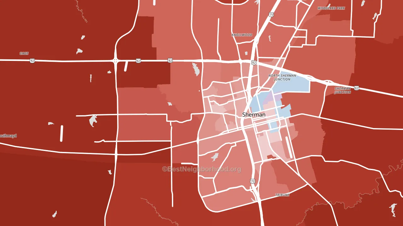 75092, TX block-group political-lean map