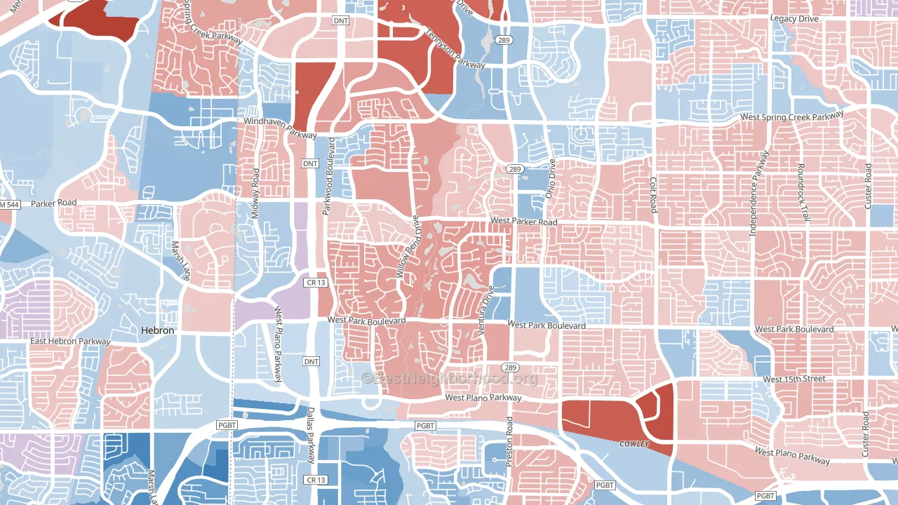75093, TX block-group political-lean map