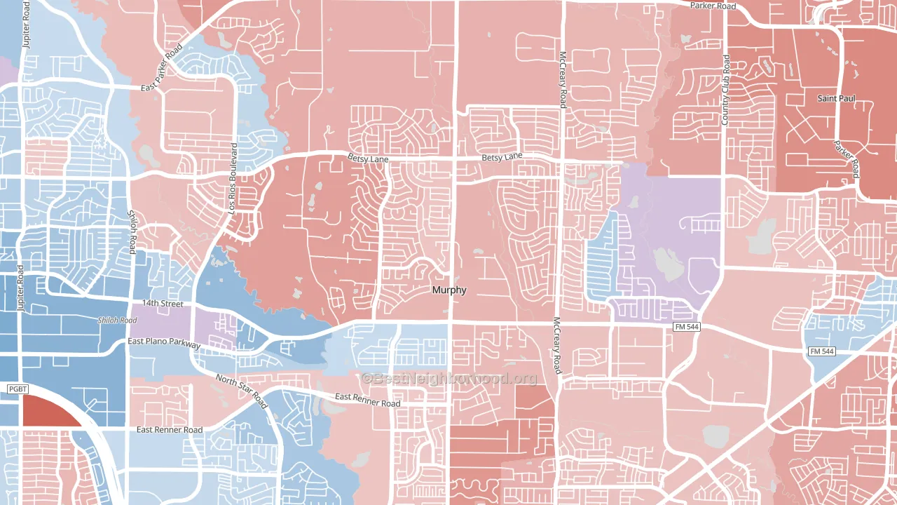 75094, TX block-group political-lean map