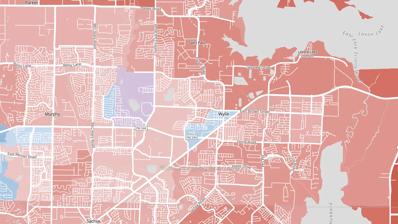 75098, TX block-group political-lean map