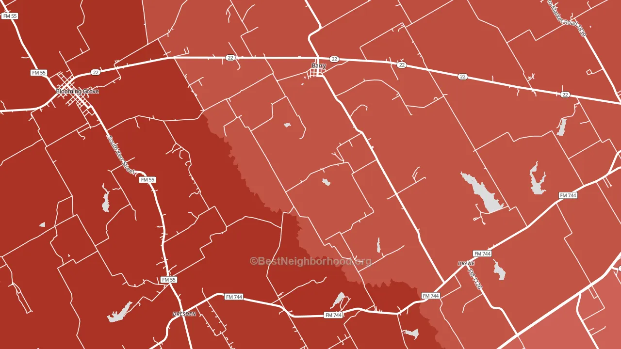 75102, TX block-group political-lean map