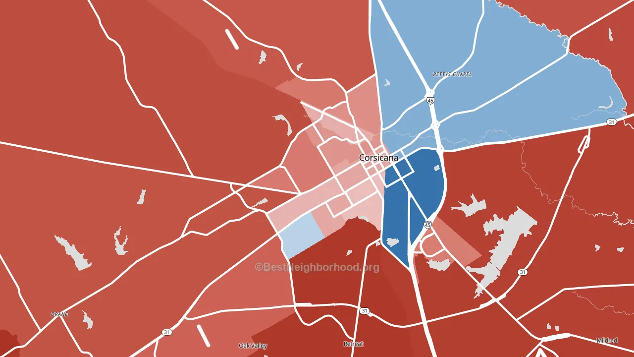 75110, TX block-group political-lean map