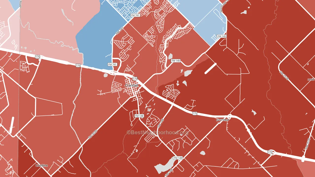 75114, TX block-group political-lean map