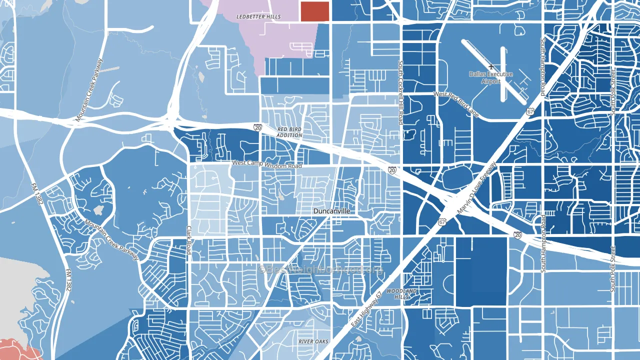 75116, TX block-group political-lean map