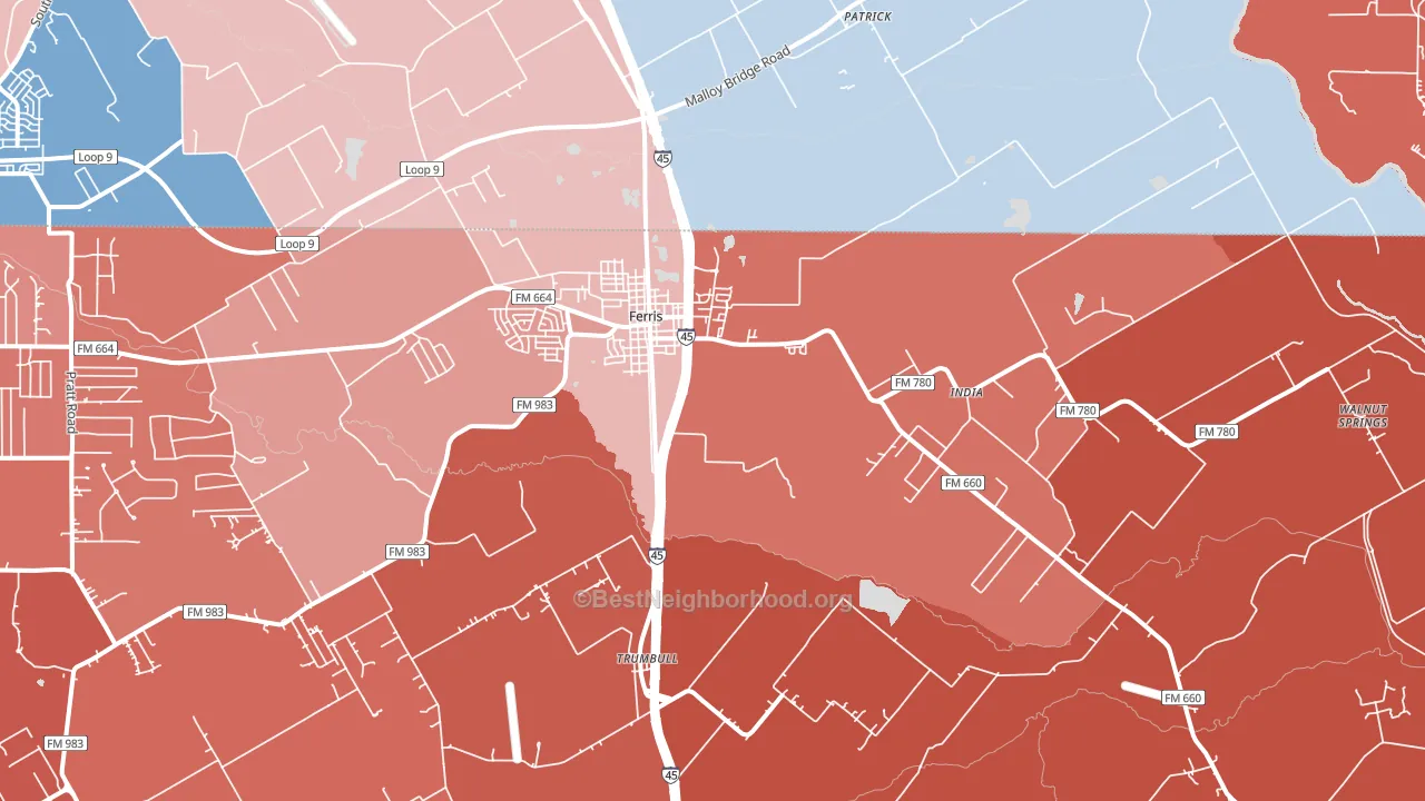 75125, TX block-group political-lean map