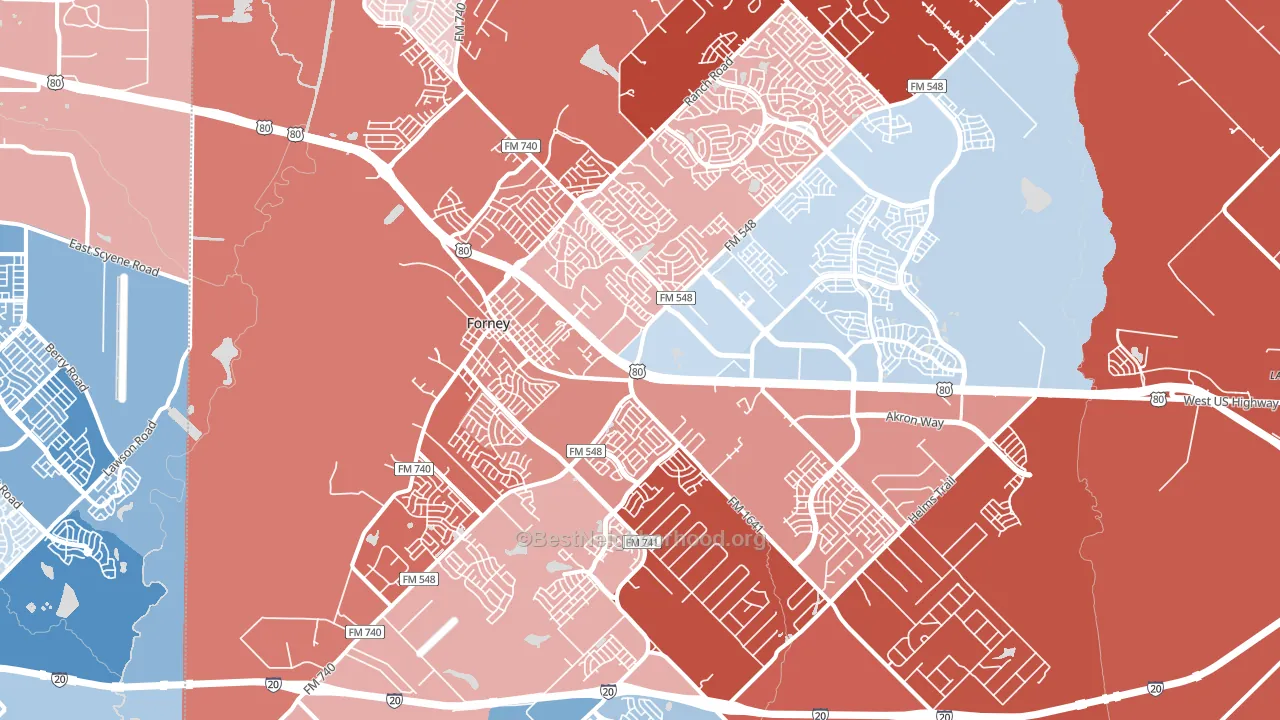75126, TX block-group political-lean map