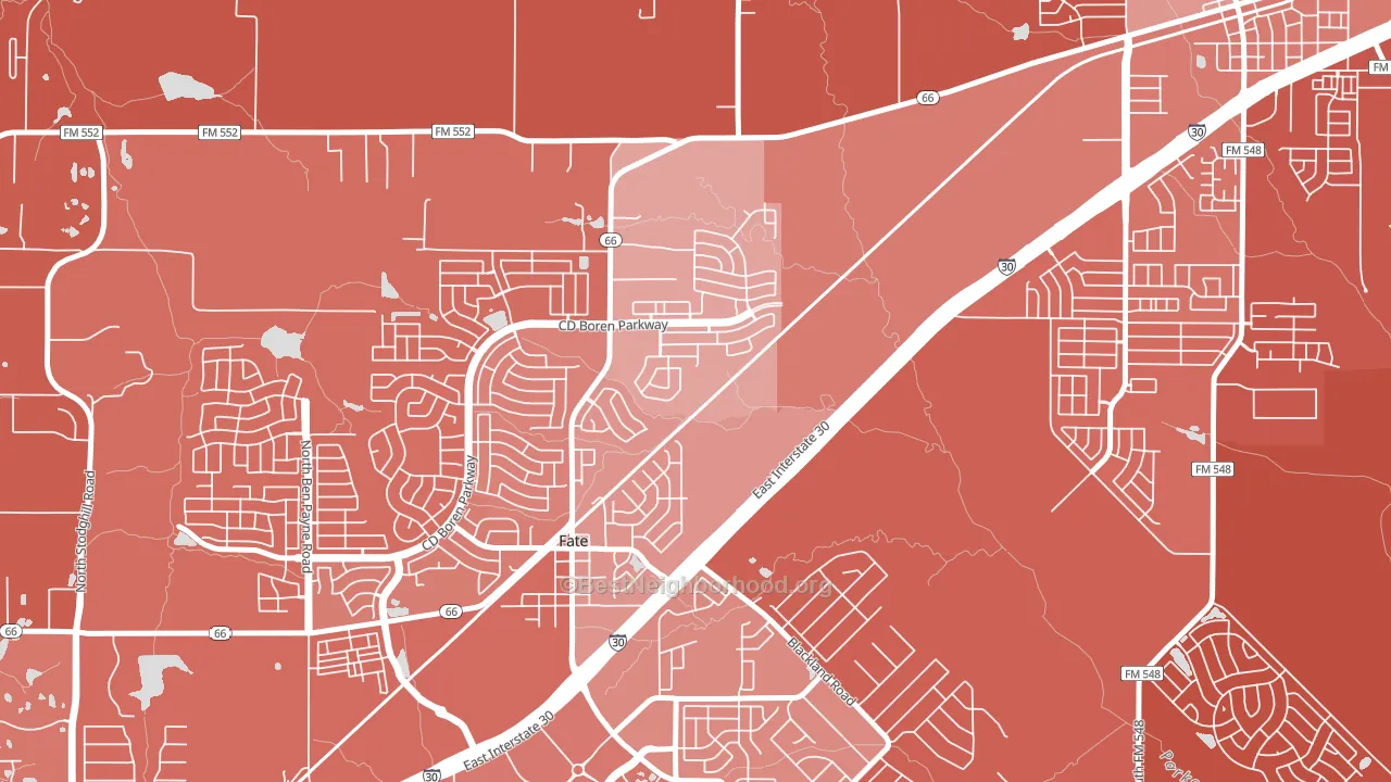 75132, TX block-group political-lean map