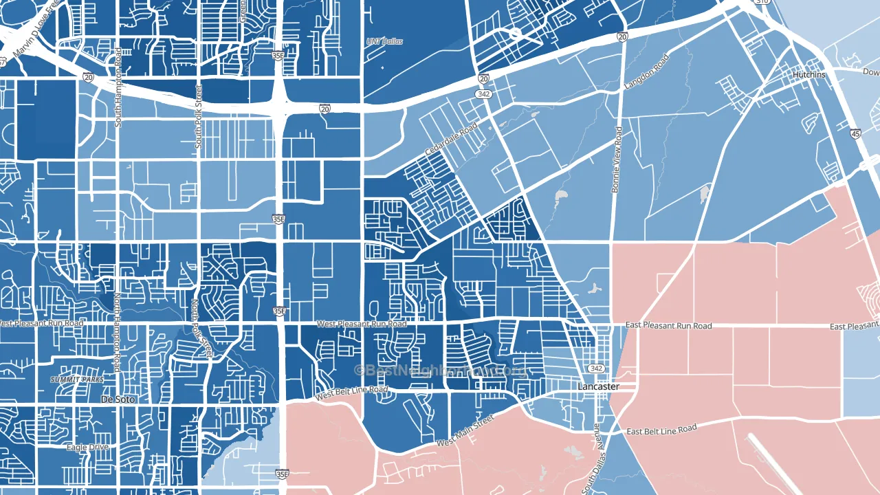 75134, TX block-group political-lean map