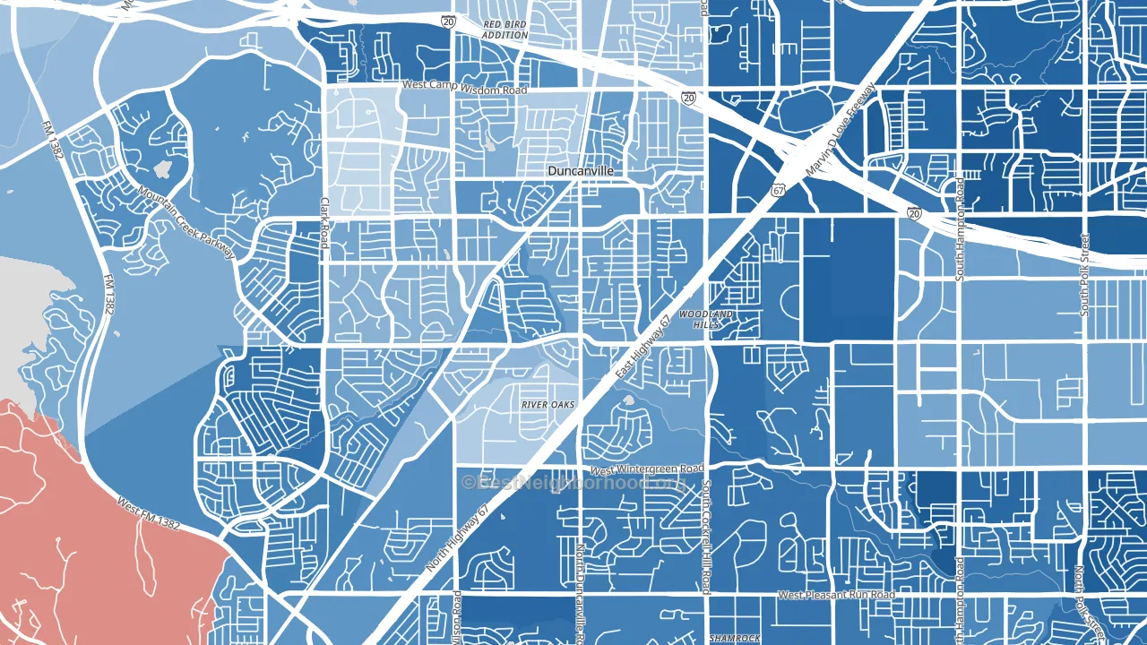 75137, TX block-group political-lean map