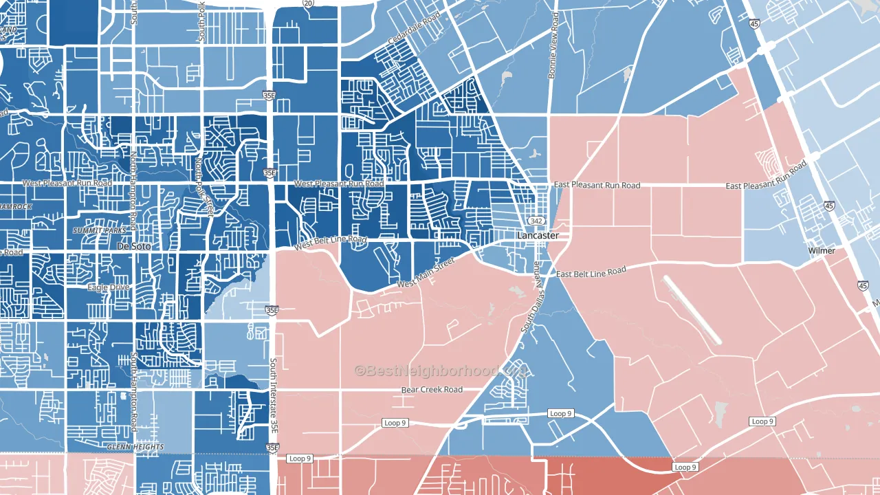 75146, TX block-group political-lean map