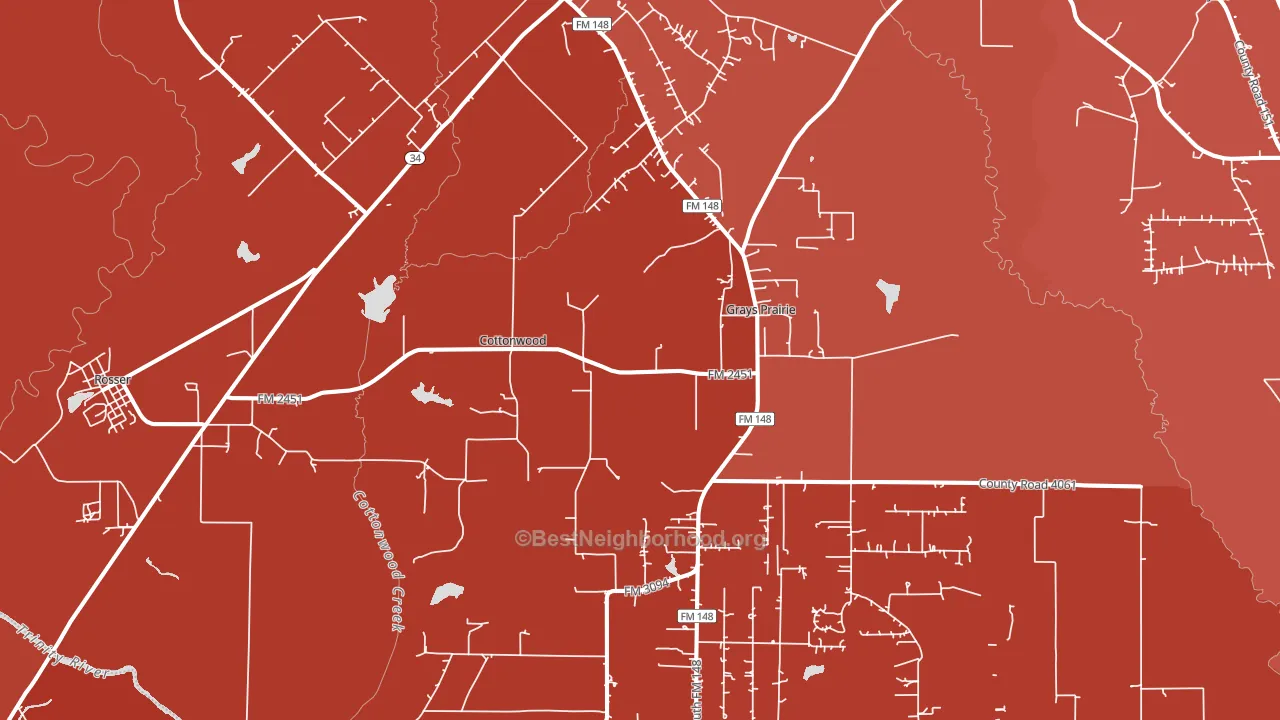 75158, TX block-group political-lean map
