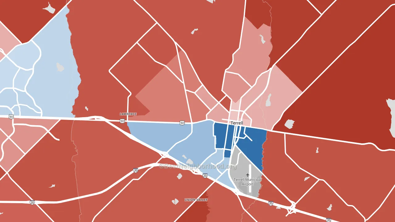 75160, TX block-group political-lean map