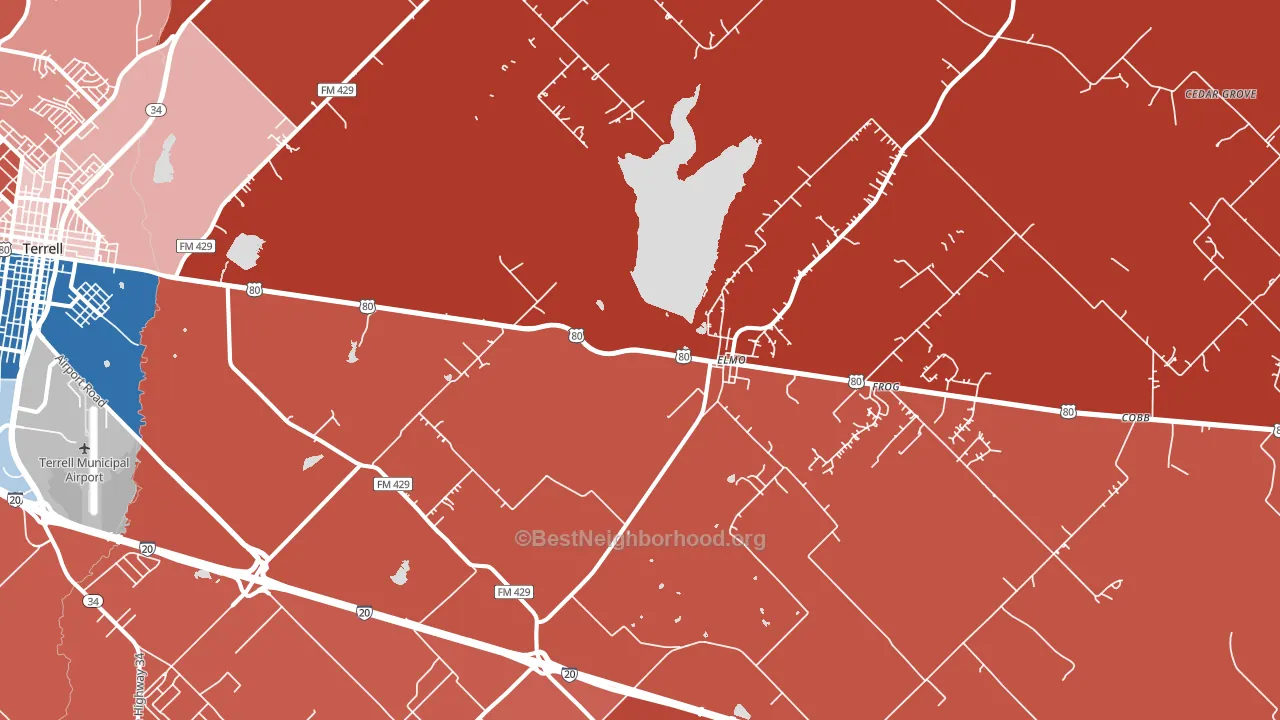 75161, TX block-group political-lean map