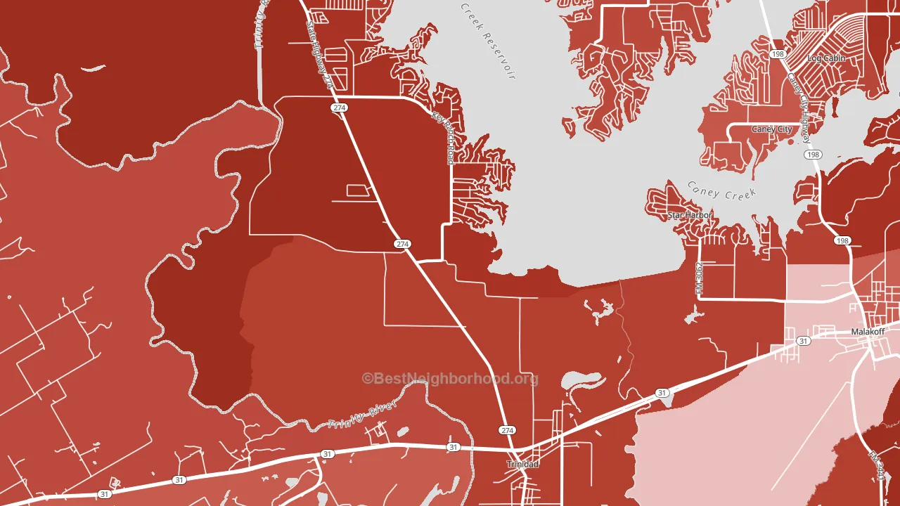 75163, TX block-group political-lean map