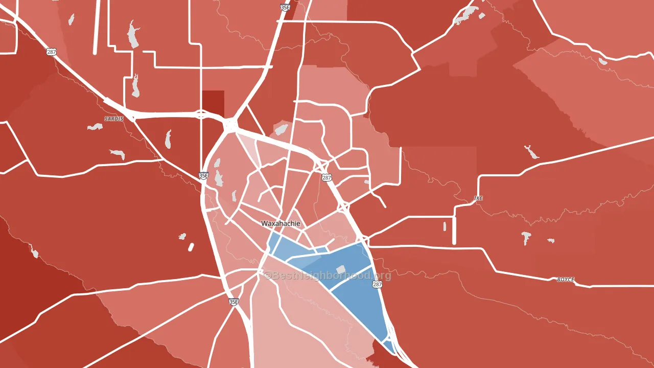 75165, TX block-group political-lean map