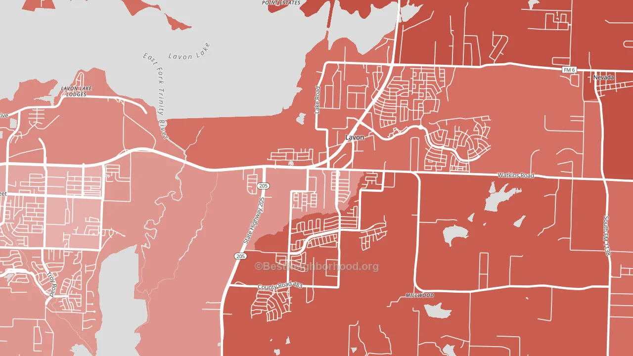 75166, TX block-group political-lean map