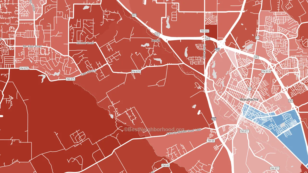 75167, TX block-group political-lean map