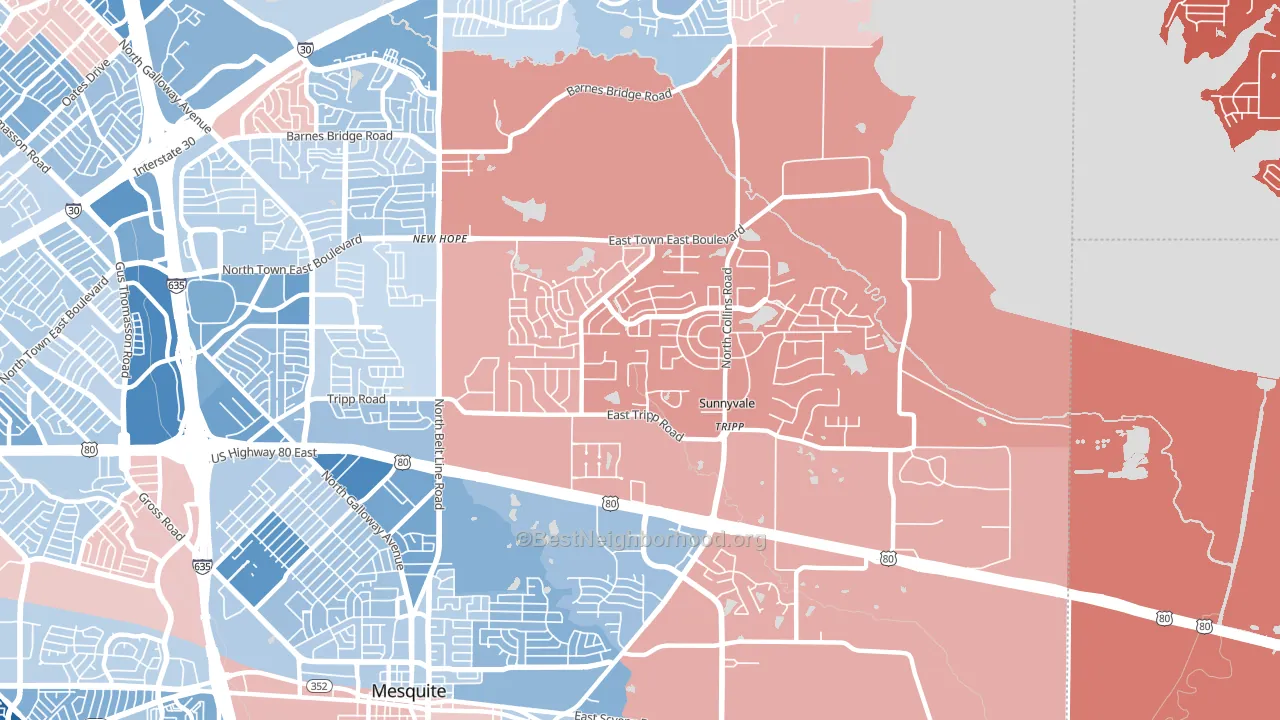 75182, TX block-group political-lean map