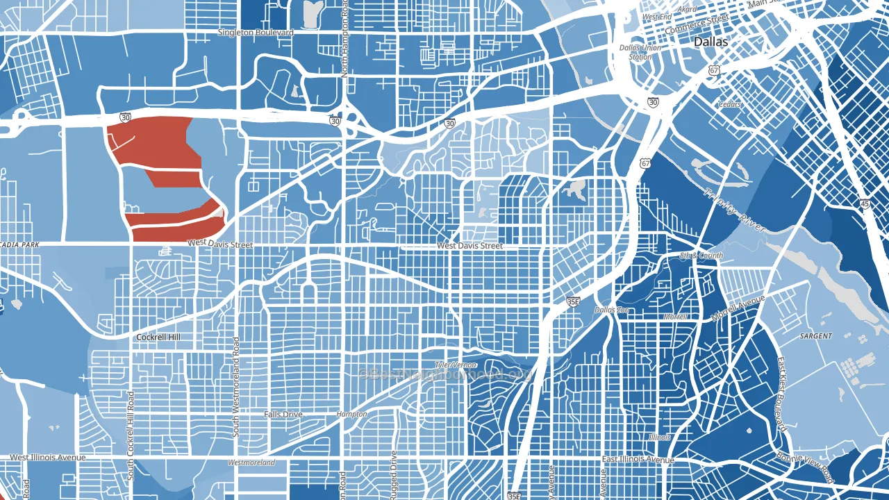 75208, TX block-group political-lean map