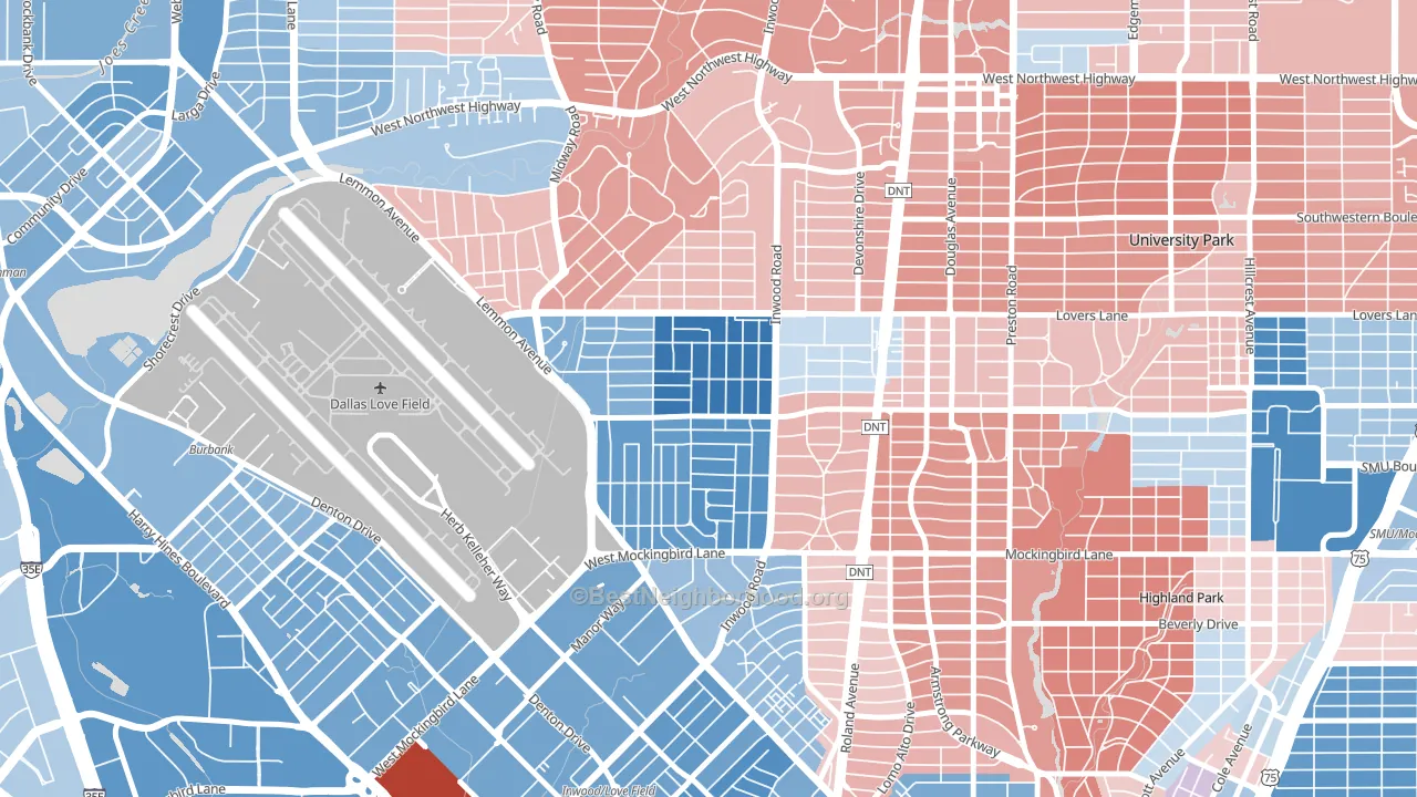75209, TX block-group political-lean map