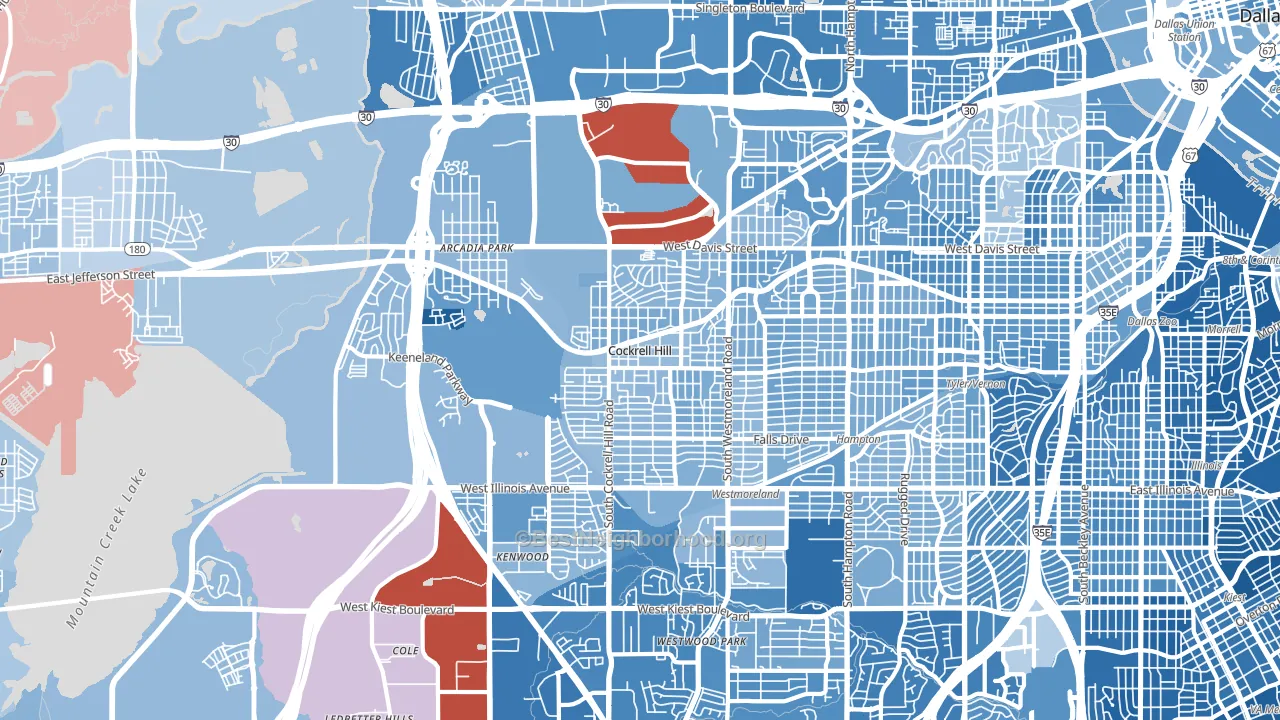 75211, TX block-group political-lean map