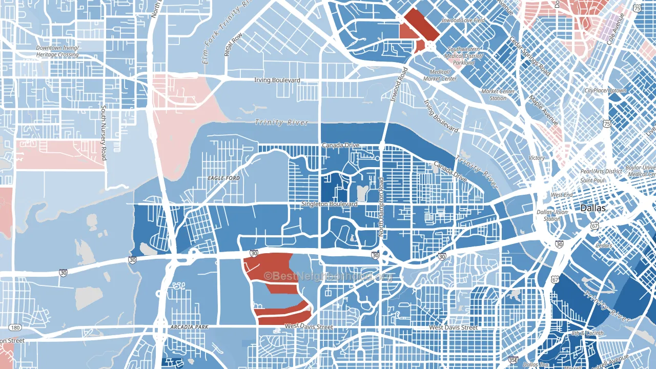 75212, TX block-group political-lean map