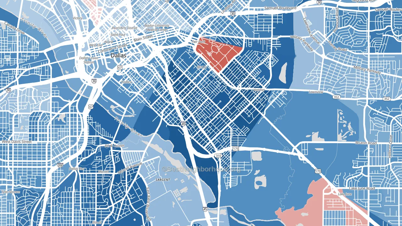 75215, TX block-group political-lean map