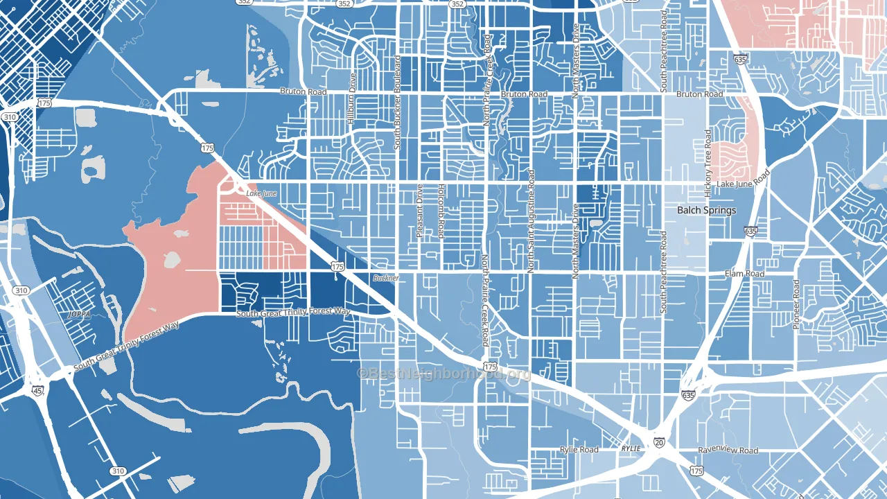 75217, TX block-group political-lean map