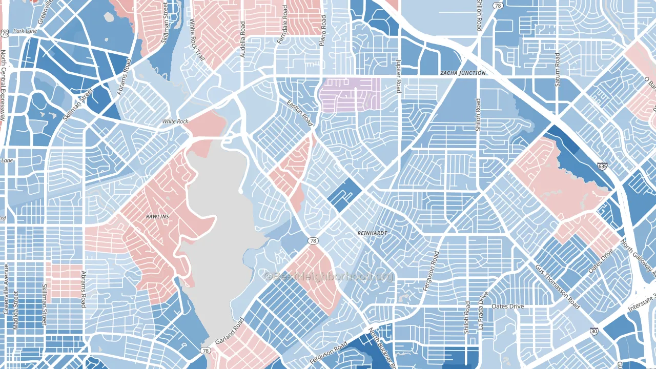 75218, TX block-group political-lean map