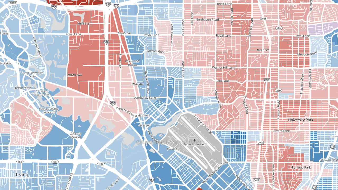 75220, TX block-group political-lean map