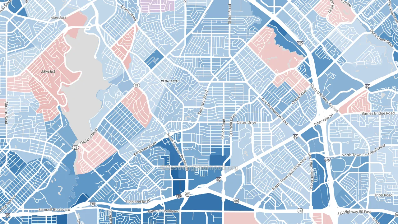 75228, TX block-group political-lean map
