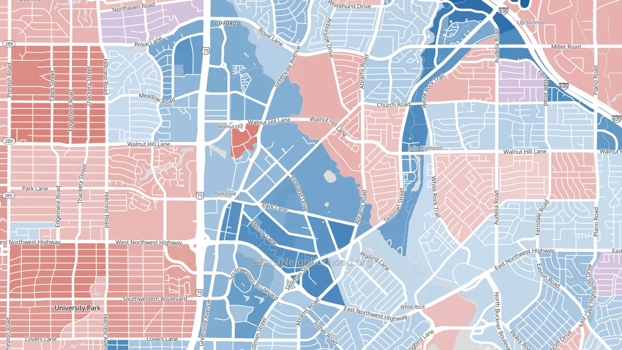 75231, TX block-group political-lean map