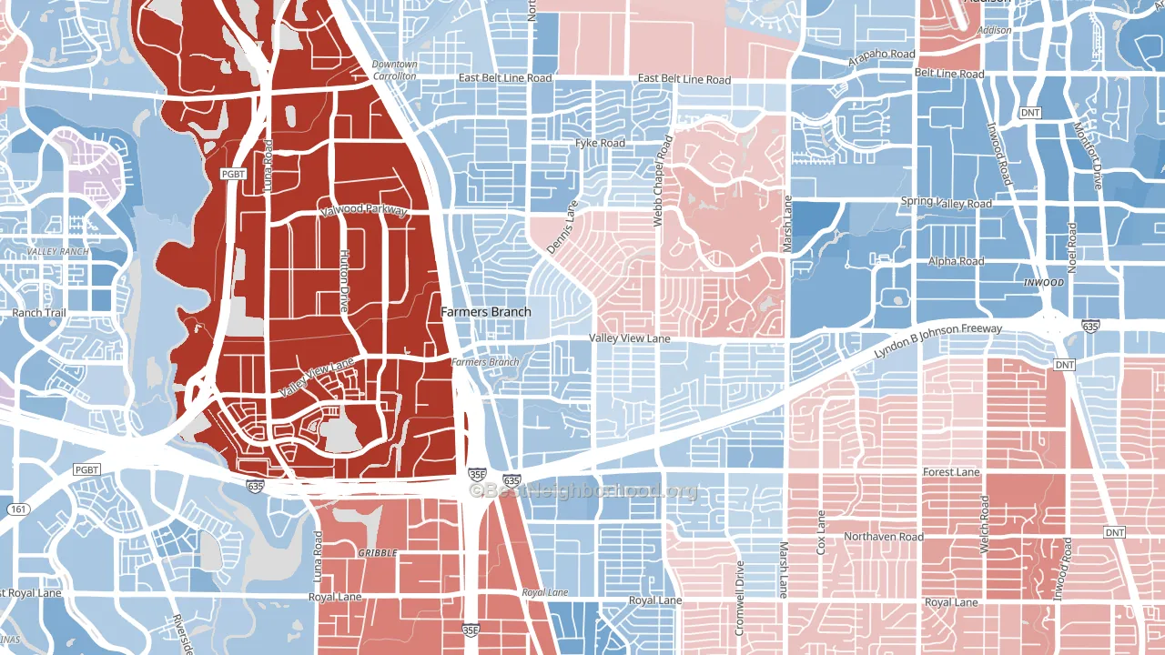 75234, TX block-group political-lean map