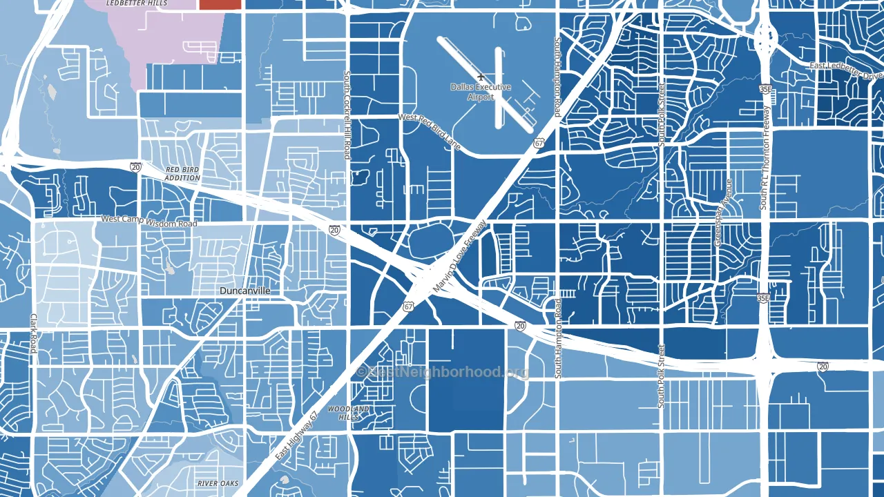 75237, TX block-group political-lean map