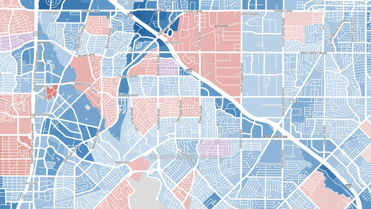 75238, TX block-group political-lean map