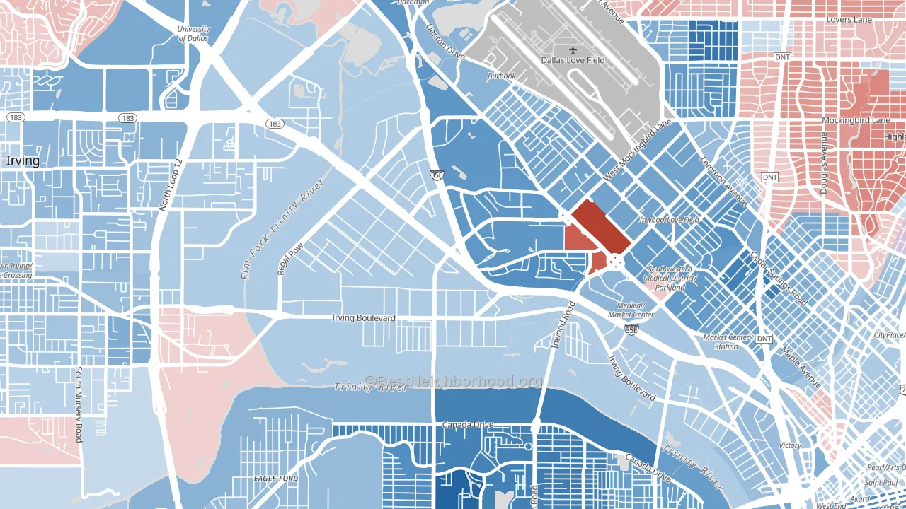 75247, TX block-group political-lean map
