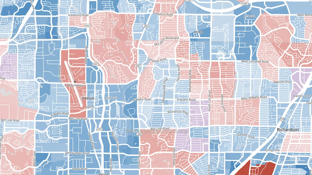 75248, TX block-group political-lean map